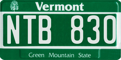 VT license plate NTB830