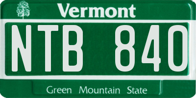 VT license plate NTB840