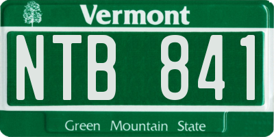 VT license plate NTB841