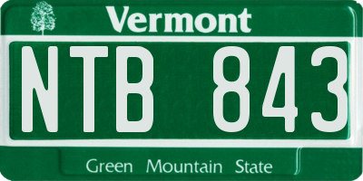 VT license plate NTB843