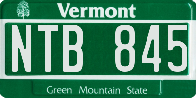 VT license plate NTB845