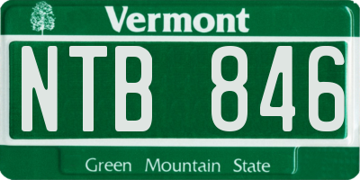 VT license plate NTB846