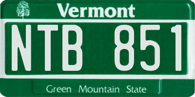 VT license plate NTB851