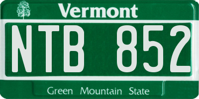 VT license plate NTB852