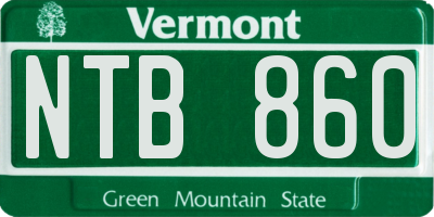 VT license plate NTB860