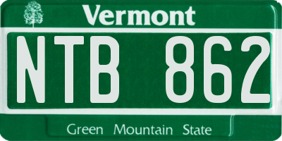 VT license plate NTB862