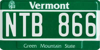 VT license plate NTB866