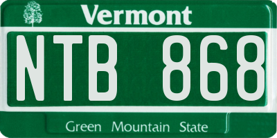 VT license plate NTB868