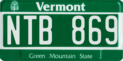 VT license plate NTB869