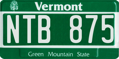 VT license plate NTB875
