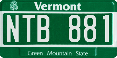 VT license plate NTB881