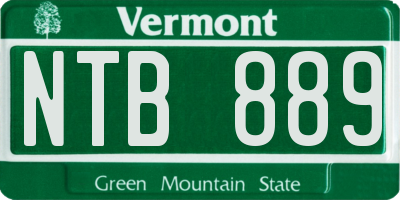 VT license plate NTB889