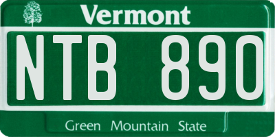 VT license plate NTB890