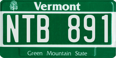 VT license plate NTB891