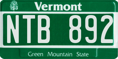 VT license plate NTB892