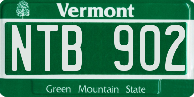 VT license plate NTB902