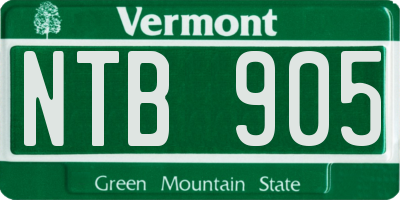 VT license plate NTB905