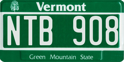 VT license plate NTB908