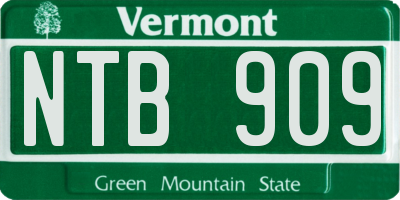 VT license plate NTB909