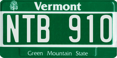 VT license plate NTB910