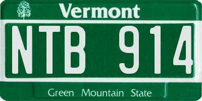 VT license plate NTB914