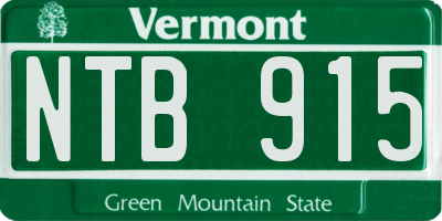 VT license plate NTB915