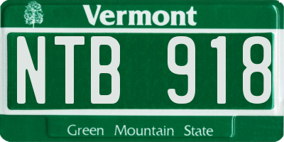 VT license plate NTB918