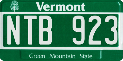 VT license plate NTB923