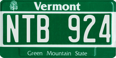 VT license plate NTB924