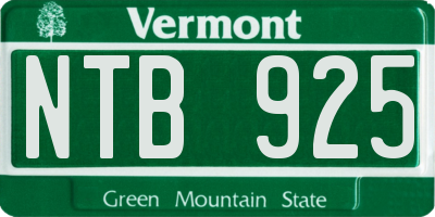 VT license plate NTB925