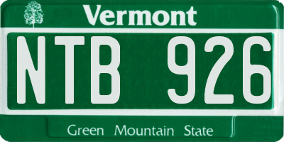 VT license plate NTB926