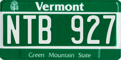 VT license plate NTB927