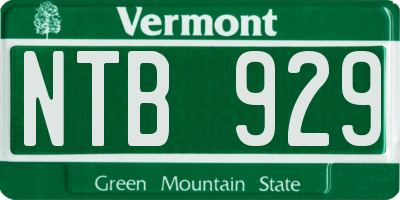VT license plate NTB929