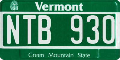 VT license plate NTB930