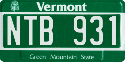 VT license plate NTB931