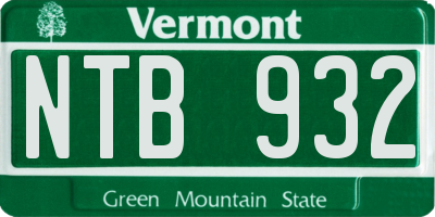 VT license plate NTB932