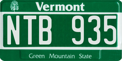 VT license plate NTB935