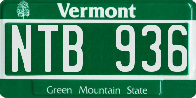 VT license plate NTB936