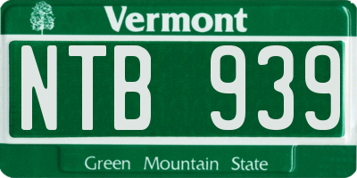 VT license plate NTB939