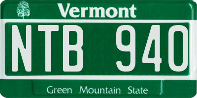 VT license plate NTB940