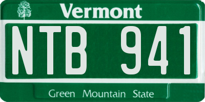 VT license plate NTB941