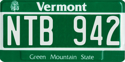VT license plate NTB942