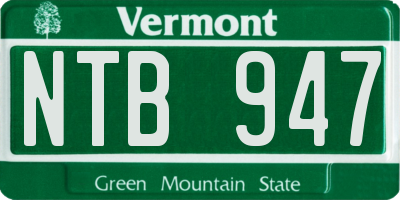 VT license plate NTB947