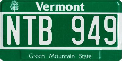 VT license plate NTB949