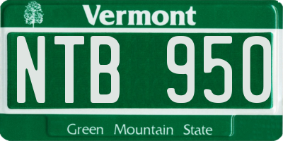 VT license plate NTB950