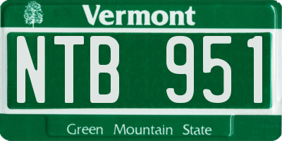 VT license plate NTB951