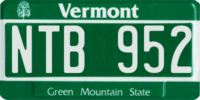 VT license plate NTB952