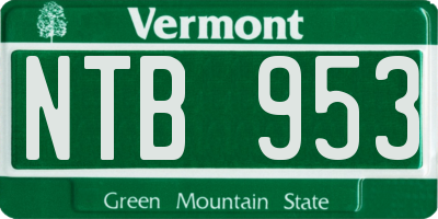VT license plate NTB953
