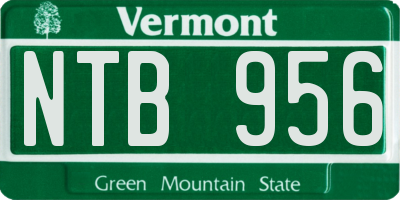 VT license plate NTB956