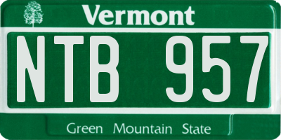 VT license plate NTB957